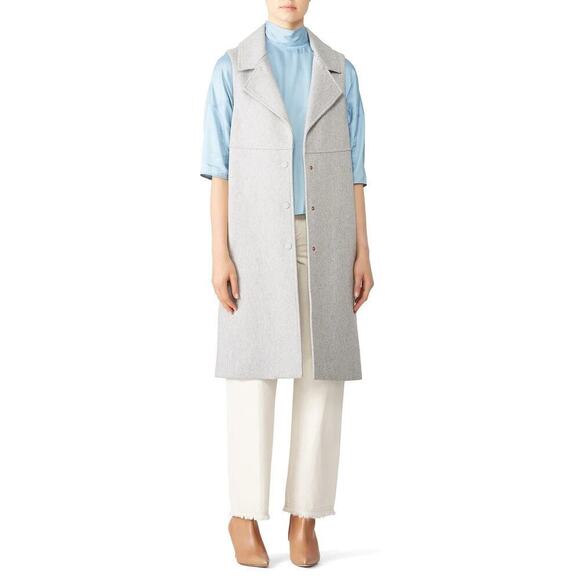 See by Chloe City Wool Vest Sleeveless Button Front Oversized Drizzle Grey 2 - Picture 1 of 14